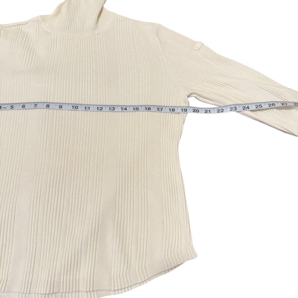 Tommy Hilfiger Sweater Women's Large White Turtleneck Knit Long Sleeve Sweater - Picture 9 of 11